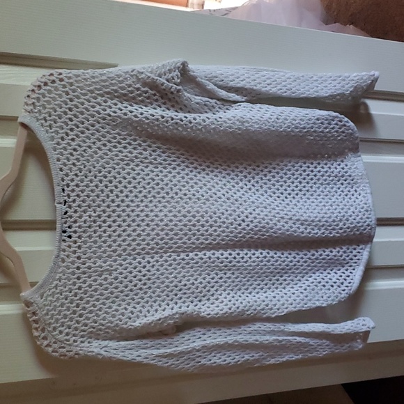 White with silver sparkles cover up shirt - Picture 3 of 3